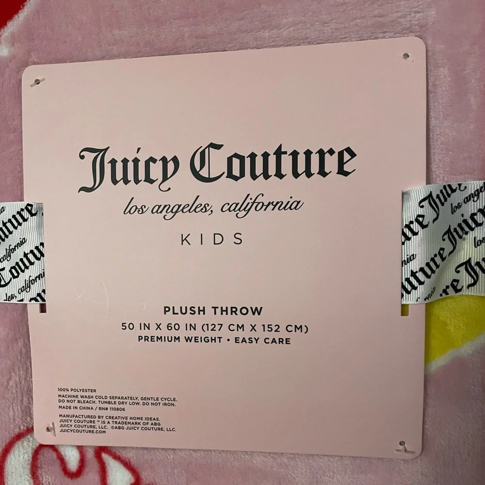 Juicy Couture Kids Pink Butterfly Heart Plush Throw Blanket NWT Kawaii
